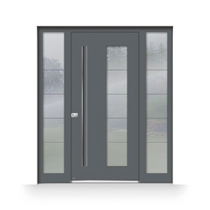 Haustür aus Klarglas mit Motiv und Kratzschutz - TFZ Leipzig