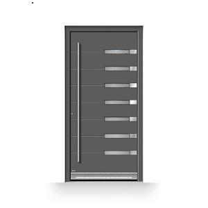 Haustür satiniertes Glas mit Edelstahlapplikation - TFZ Leipzig